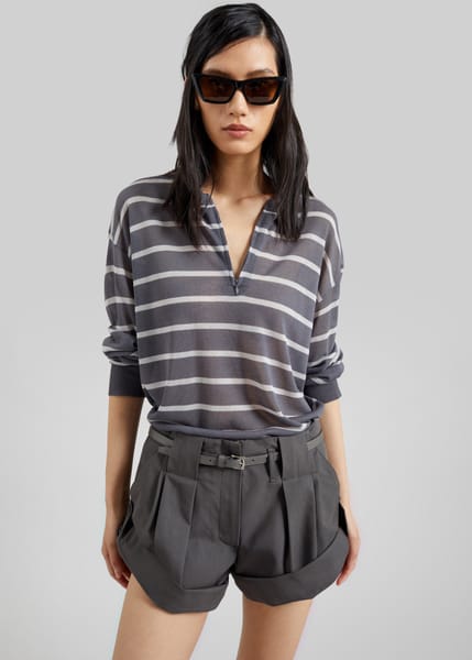 Nelas Knit Sheer Zip Pullover